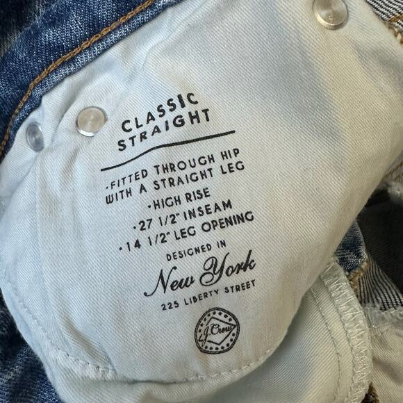 J. CREW 90s Classic Straight Leg Jeans Blue Denim High Rise Frayed - Picture 10 of 16